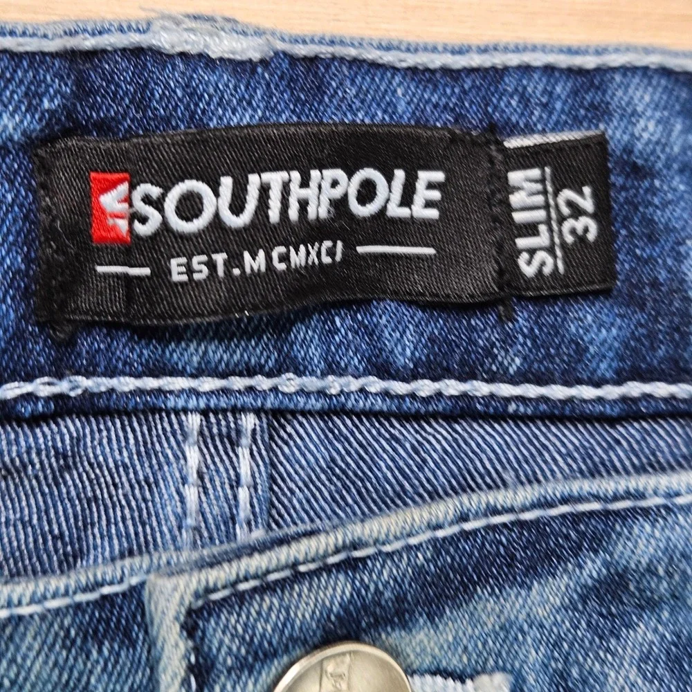 Southpole‎ Y2K Moto Biker Flex Denim Shorts 32 Zip Knee Panel Streetwear Acid